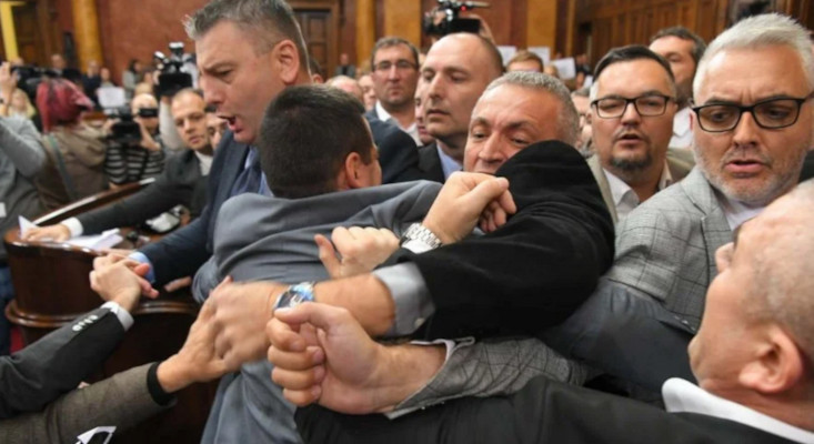 Fight in Serbian parliament